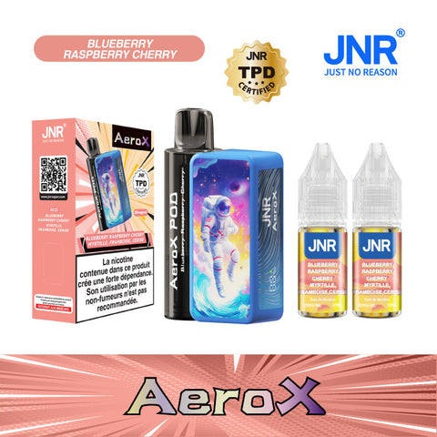 Puff AEROX JNR Blueberry Raspberry Cherry 32000 bouffées saveur myrtille framboise cerise