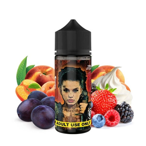 Flacon de e-liquide Bound by the Crown 100ml 0mg – Saveurs crème pâtissière, fruits à noyau et épices – King’s Crown by Suicide Bunny