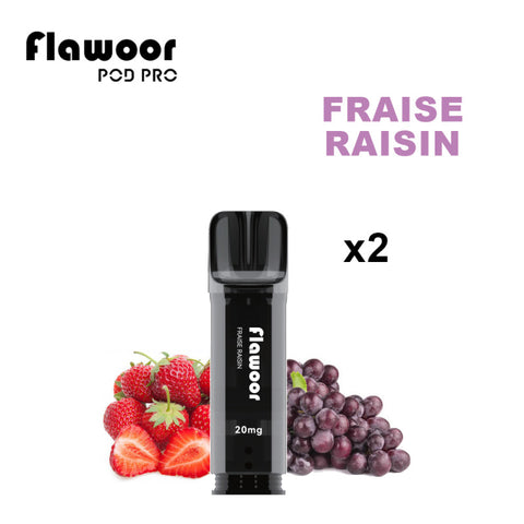 Découvrez la cartouche Fraise Raisin Flawoor Pod Pro, une alliance parfaite entre sucré et fruité. Compatibles Flawoor, Elfa Pro, Tappo Air & Wilo. 2x2ml – Jusqu’à 1200 bouffées. Disponible sur CBDeer !