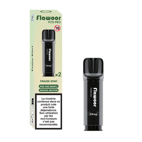 Découvrez la cartouche Fraise Kiwi Flawoor Pod Pro, un mélange sucré et acidulé. Compatibles Flawoor, Elfa Pro, Tappo Air & Wilo. 2x2ml – Jusqu’à 1200 bouffées. Disponible sur CBDeer !
