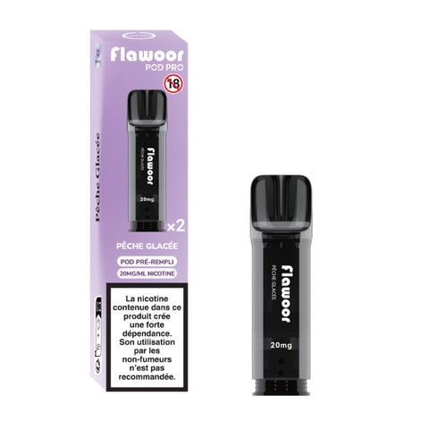 Découvrez les cartouches Pêche Glacée Flawoor Pod Pro, un mélange délicieusement fruité et rafraîchissant. Compatible Flawoor, Elfa Pro, Tappo Air & Wilo. 2x2ml – Jusqu’à 1200 bouffées.