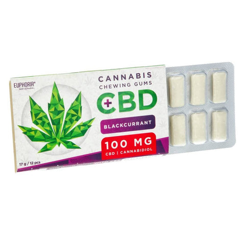 CHEWING GUM EUPHORIA CANNABIS BLACKCURRANT 100MG CBD - Premium chewinggum from euphoria - Just $5.95! Shop now at CBDeer