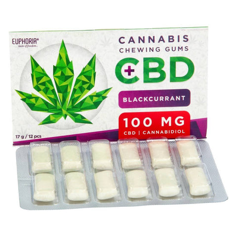 CHEWING GUM EUPHORIA CANNABIS BLACKCURRANT 100MG CBD - Premium chewinggum from euphoria - Just $5.95! Shop now at CBDeer