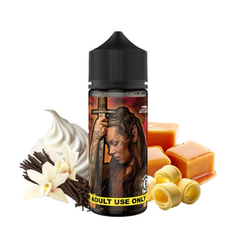 Flacon de e-liquide Claim Your Throne 100ml 0mg – Saveurs caramel, vanille et beurre écossais – King’s Crown by Suicide Bunny