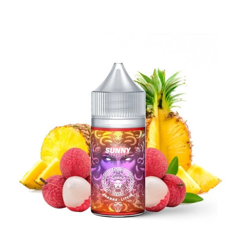 Flacon de concentré Sunny 30ml - The MDS Juice, arôme ananas et litchi, saveur tropicale et sucrée.