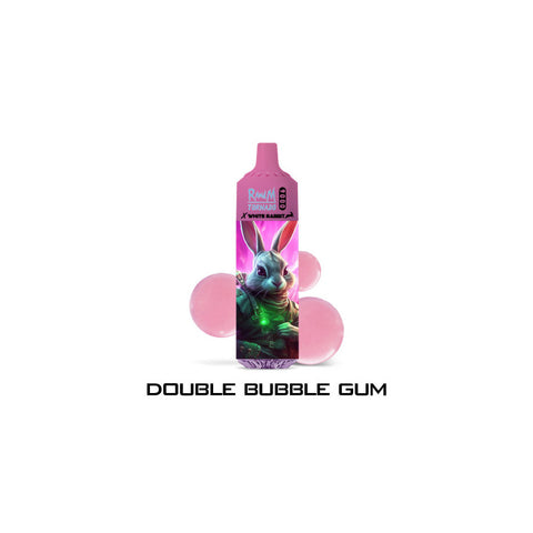 Visuel de la puff 9000 DOUBLE BUBBLE GUM TORNADO provenant de la marque White Rabbit et vendu chez cbdeer. Un puff contenant 9000 bouffées au bon gout de Bubble Gum.