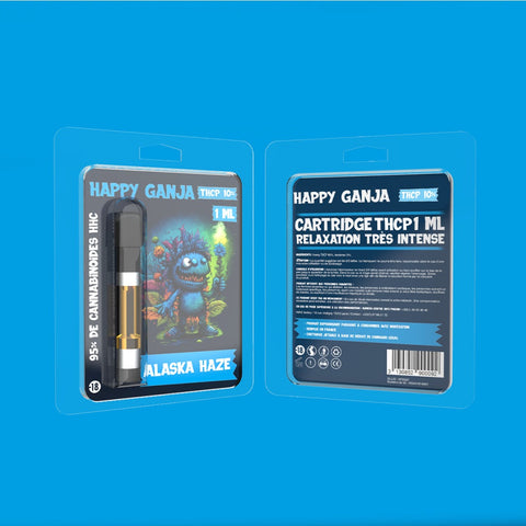 Visuel de la cartouche THCP provenant de la marque Happy Ganja et vendue par CBDeer. Une cartouche contenant 10% de THCP pour une relaxation très intense.