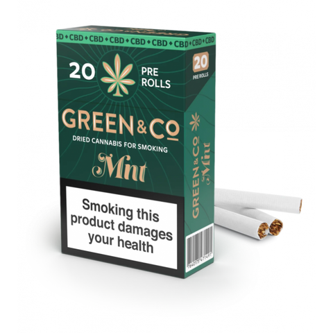 Visuel des pré-rolls mint provenant de la marque green and co et vendu par CBDeer.