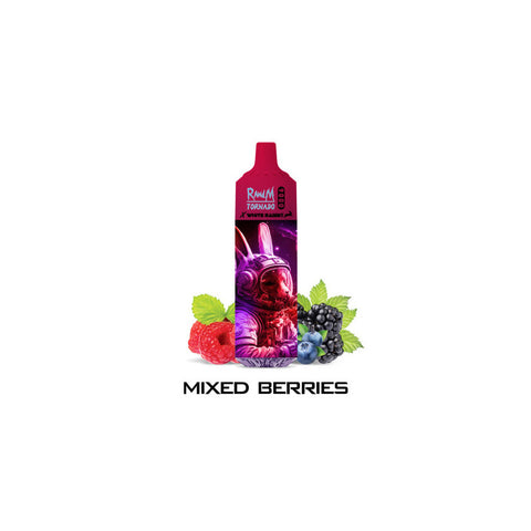 Visuel de la puff 9000 MIXED BERRIES GUM TORNADO provenant de la marque White Rabbit et vendu chez cbdeer. Un puff contenant 9000 bouffées au bon gout de fruit des bois.