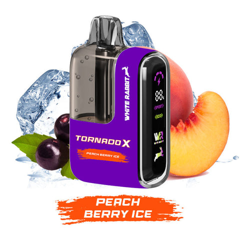 Puff Tornado X White Rabbit - Peach Berry Ice 25000 puffs saveur pêche et fruits rouges glacés