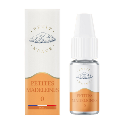 Visuel du e-liquide petites madeleines provenant de la marque petit nuage et vendu chez CBDeer. Un liquide pret a vaper en 10ml au bon goût de madeleine avec plusieurs dosages de nicotine. Pas cher: 4,90€