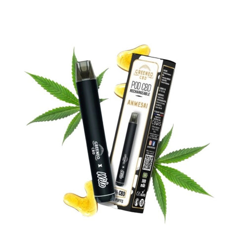 Pod Rechargeable Amnesia, 10% de CBD, 600 bouffées, batterie 500mAh rechargeable via USB-C.