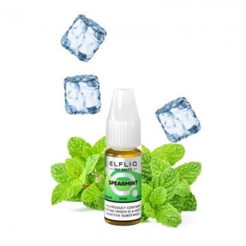 Visuel du liquide sel de nicotine Spearmint provenant de la marque Elfbar et vendu chez CBDeer. De la menthe douce et légèrement sucrée comme on l'aime. Contenance 10ml avec un dosage de 10mg ou 20mg.