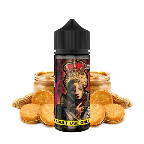 Flacon de e-liquide The King 100ml 0mg – Saveurs beurre de cacahuète et biscuit sucré – King’s Crown by Suicide Bunny
