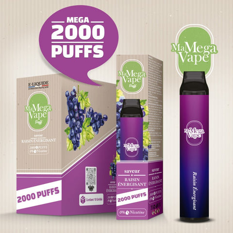 RAISIN ENERGISANT 2000 PUFFS - MA MEGA VAPE - Premium from MA MEGA VAPE - Just $9.90! Shop now at CBDeer
