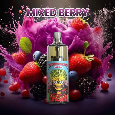 Découvrez la Tornado 10000 Mixed Berry, une puff 100% légale aux saveurs fruitées de fruits rouges. 10ml – 10 000 bouffées, rechargeable USB-C, et effets lumineux RGB désactivables. Fabriquée par Gobar.