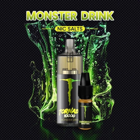 Découvrez la Tornado 10000 Monster Drink, une puff 100% légale au goût intense d’une boisson énergisante. 10ml – 10 000 bouffées, rechargeable USB-C, et effets lumineux RGB désactivables. Fabriquée par Gobar.