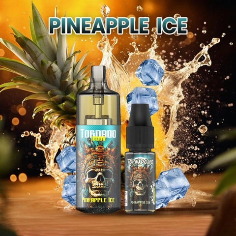 Découvrez la Tornado 10000 Pineapple Ice, une puff 100% légale avec une saveur d’ananas glacé. 10ml – 10 000 bouffées, rechargeable USB-C, et effets lumineux RGB désactivables. Fabriquée par Gobar.