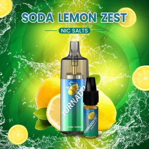 Découvrez la Tornado 10000 Soda Lemon Zest, une puff 100% légale avec une saveur pétillante de soda et citron acidulé. 10ml – 10 000 bouffées, rechargeable USB-C, et effets lumineux RGB désactivables. Fabriquée par Gobar.