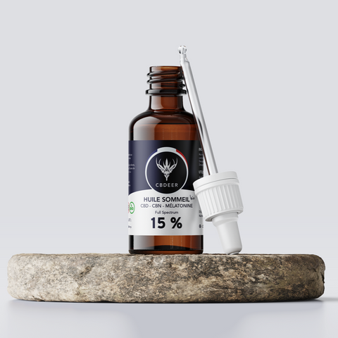 Améliorez votre sommeil naturellement avec l’huile 15% CBD + mélatonine. Relaxation, réduction du stress et cycle veille-sommeil régulé. Fabrication bio et française.