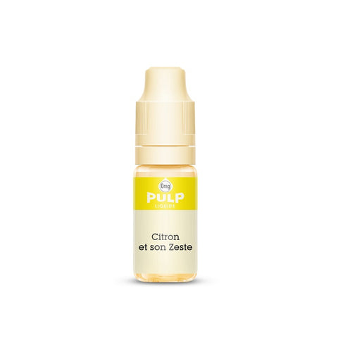 e-liquide Citron et Son Zeste 10ml de Pulp, une saveur citron frais avec une touche de zeste pour une vape acidulée et rafraîchissante. Disponible en 0, 3, 6 et 12 mg de nicotine, fabriqué en France !