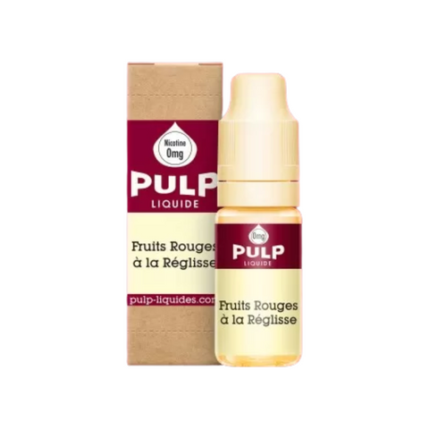 e-liquide Fruits Rouges à la Réglisse 10ml de Pulp, une combinaison parfaite de fruits rouges sucrés et réglisse. Disponible en 0, 3, 6 et 12 mg de nicotine, fabriqué en France !