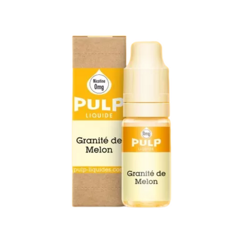 e-liquide Granité de Melon 10ml de Pulp, une saveur melon sucré avec une touche de granité frais. Disponible en 0, 3, 6 et 12 mg de nicotine, fabriqué en France !