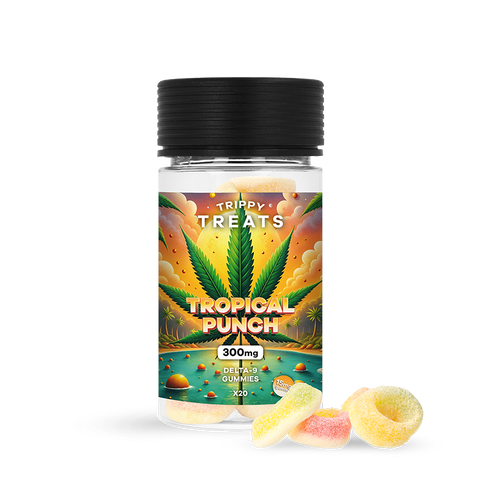 Découvrez les Gummies Tropical Punch Delta 9 (15 mg) : un mélange de saveurs exotiques et de relaxation intense grâce à la puissance du THC.