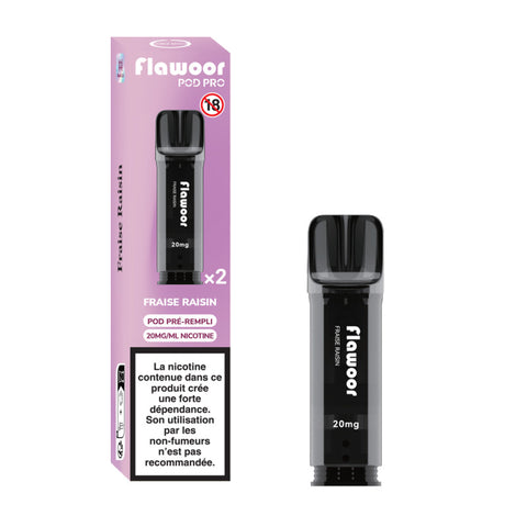 Découvrez la cartouche Fraise Raisin Flawoor Pod Pro, une alliance parfaite entre sucré et fruité. Compatibles Flawoor, Elfa Pro, Tappo Air & Wilo. 2x2ml – Jusqu’à 1200 bouffées. Disponible sur CBDeer !