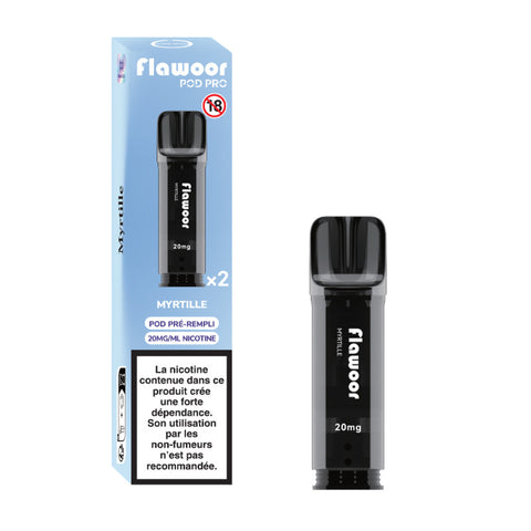 Découvrez la cartouche Myrtille Flawoor Pod Pro, une saveur fruitée et sucrée. Compatible Flawoor, Elfa Pro, Tappo Air & Wilo. 2x2ml – Jusqu’à 1200 bouffées.