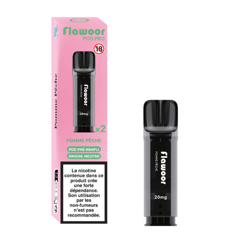 Découvrez les cartouches Pomme Pêche Flawoor Pod Pro, un mélange harmonieux entre la douceur sucrée de la pêche et la fraîcheur acidulée de la pomme. Compatible Flawoor, Elfa Pro, Tappo Air & Wilo. 2x2ml – Jusqu’à 1200 bouffées.