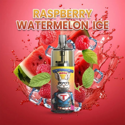 Découvrez la Tornado 10000 Raspberry Watermelon Ice, une puff 100% légale avec une saveur de pastèque et framboise glacée. 10ml – 10 000 bouffées, rechargeable USB-C, et effets lumineux RGB désactivables. Fabriquée par Gobar.