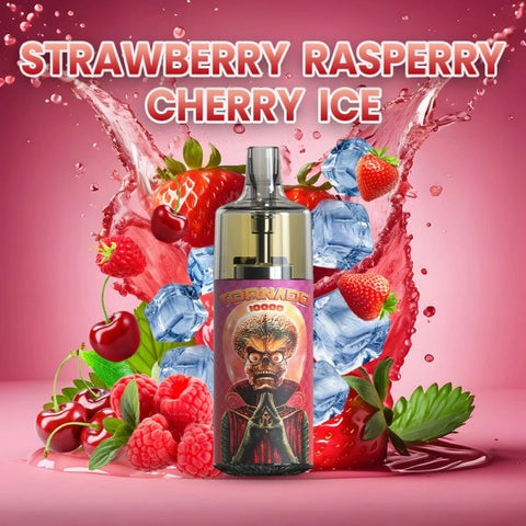 Découvrez la Tornado 10000 Strawberry Raspberry Cherry Ice, une puff 100% légale avec un mélange fruité de fraises, framboises et cerises glacées. 10ml – 10 000 bouffées, rechargeable USB-C, et effets lumineux RGB désactivables. Fabriquée par Gobar.