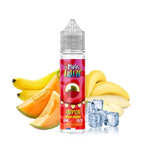 Flacon de e-liquide Fripon Melon Banane 0mg 50ml - Liquideo Multifreeze, saveur melon, banane et fraîcheur