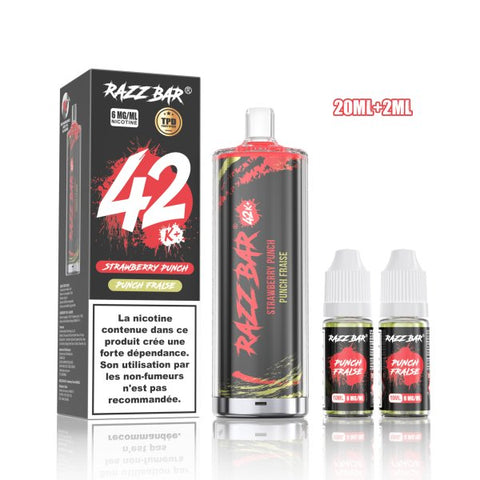 RazzBar Shisha 42K+ 6mg – Strawberry Punch