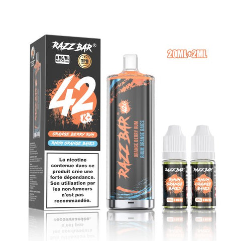 RazzBar Shisha 42K+ 6mg – Orange Berry Rum