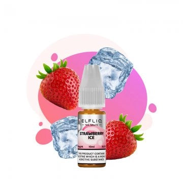 Visuel du liquide sel de nicotine Strawberry Ice provenant de la marque Elfbar et vendu chez CBDeer. Une fraise bien mûre et sa touche de fraîcheur très agréable. Contenance 10ml avec un dosage de 10mg ou 20mg. 