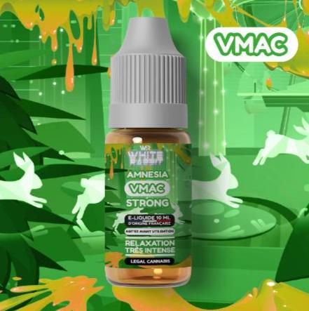 Visuel du Flacon e-liquide AMNESIA VMAC Strong 10ml de la marque White Rabbit vendu chez CBDeer, saveur chanvre Amnesia et effets puissants 