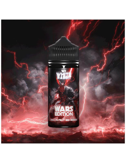 Visuel du e-liquide Dragon Fruit Red Berries WARS Edition 100ml de White Rabbit vendu chez CBDeer. Un mélange exotique de fruit du dragon et de fruits rouges, sans nicotine, avec un ratio PG/VG 50/50 pour un équilibre parfait entre vapeur et saveurs fruitées