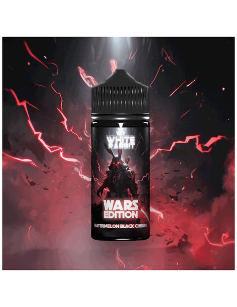 Visuel du e-liquide Watermelon Black Cherry WARS Edition 100ml de White Rabbit vendu chez CBDeer. Un mélange sucré de pastèque et de cerise noire, sans nicotine, avec un ratio PG/VG 50/50 pour une vape équilibrée et fruitée.